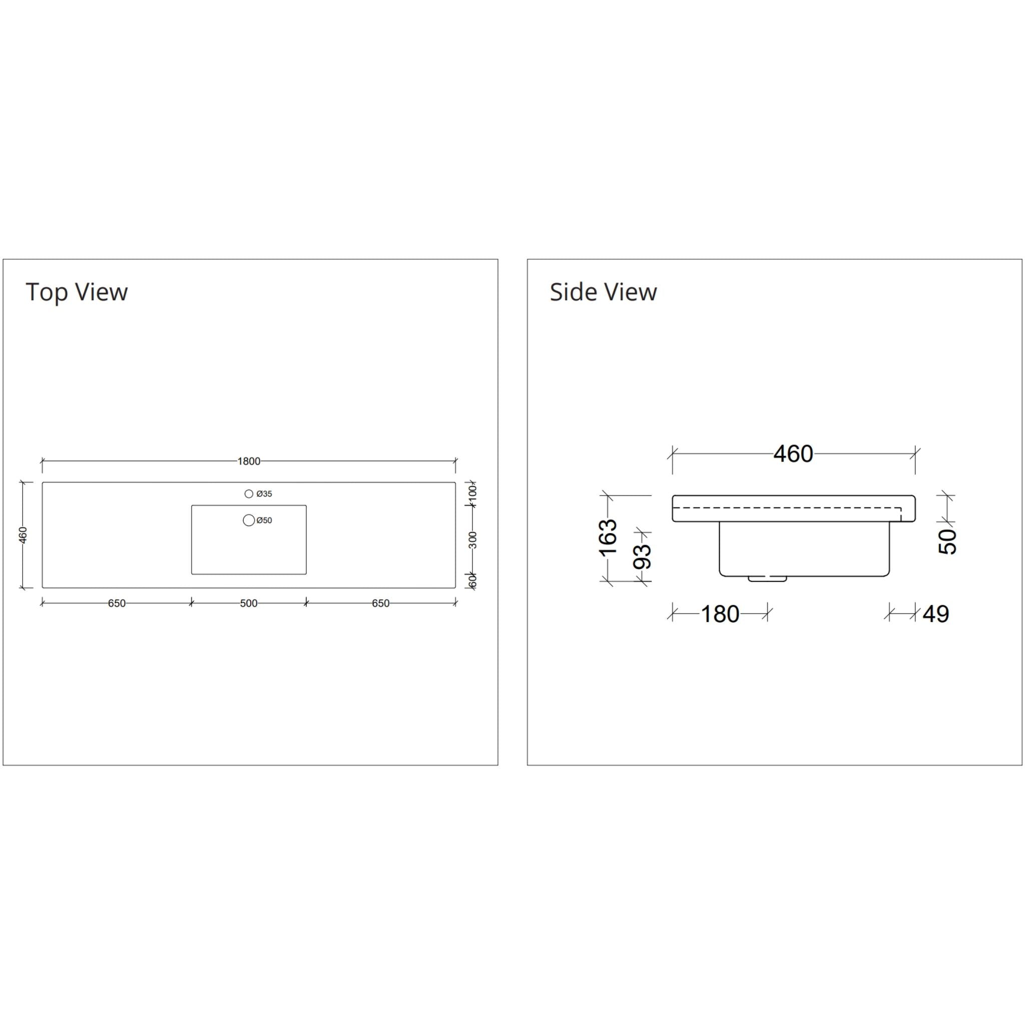 DUROCLASS MONACO MAJOR GLOSS WHITE SINGLE BOWL UNDERMOUNT VANITY TOP (MULTIPLE SIZES AVAILABLE)