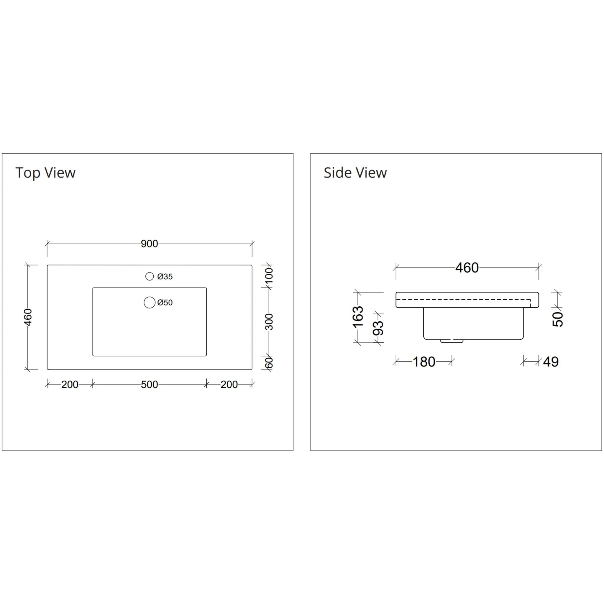 DUROCLASS MONACO MAJOR GLOSS WHITE SINGLE BOWL UNDERMOUNT VANITY TOP (MULTIPLE SIZES AVAILABLE)