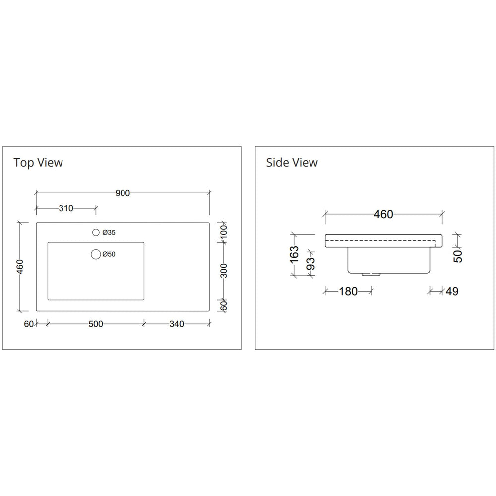 DUROCLASS MONACO MAJOR GLOSS WHITE OFFSET SINGLE BOWL UNDERMOUNT VANITY TOP (MULTIPLE SIZES AVAILABLE)
