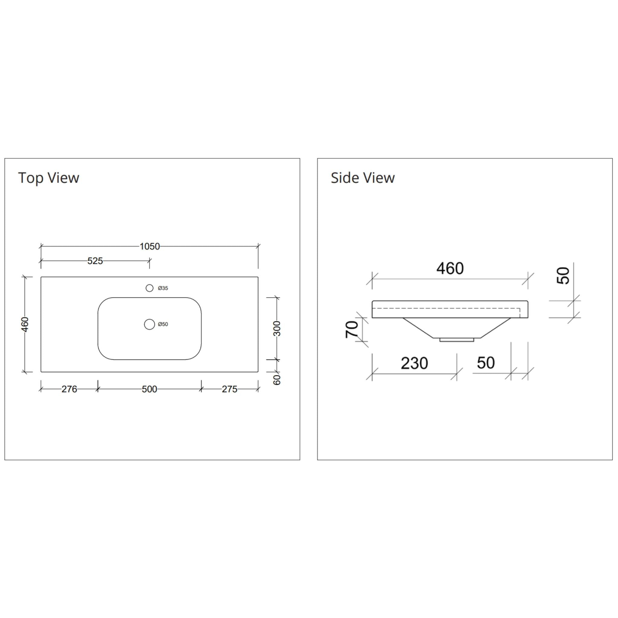DUROCLASS OLYMPIC STADIUM GLOSS WHITE SINGLE BOWL UNDERMOUNT VANITY TOP (MULTIPLE SIZES AVAILABLE)