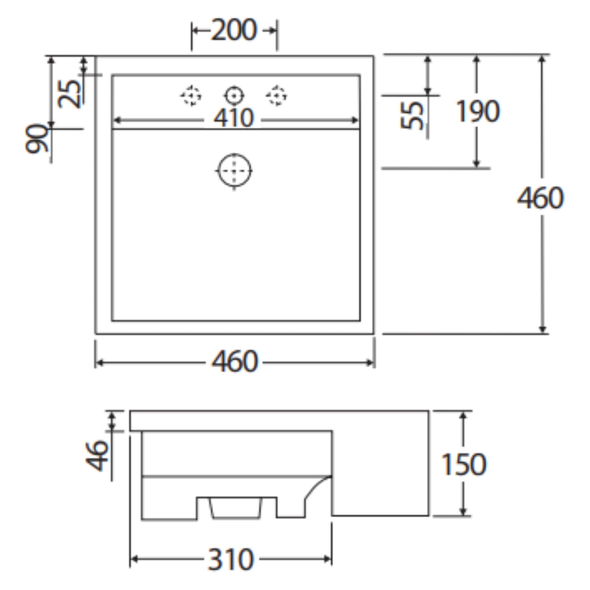 FIENZA RAK NOVA SEMI-RECESSED BASIN GLOSS WHITE 460MM