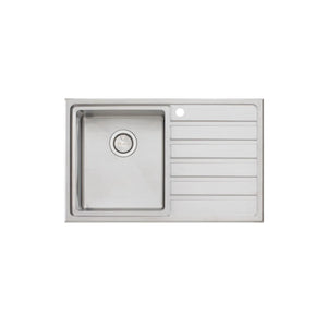 OLIVERI APOLLO SINGLE BOWL TOPMOUNT KITCHEN SINK WITH TAPHOLE & DRAINER STAINLESS STEEL 800MM