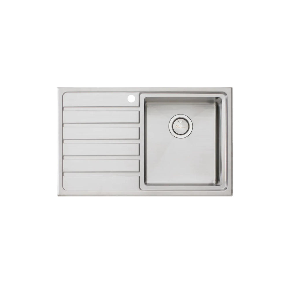 OLIVERI APOLLO SINGLE BOWL TOPMOUNT KITCHEN SINK WITH TAPHOLE & DRAINER STAINLESS STEEL 800MM