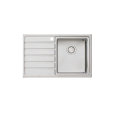 OLIVERI APOLLO SINGLE BOWL TOPMOUNT KITCHEN SINK WITH TAPHOLE & DRAINER STAINLESS STEEL 800MM