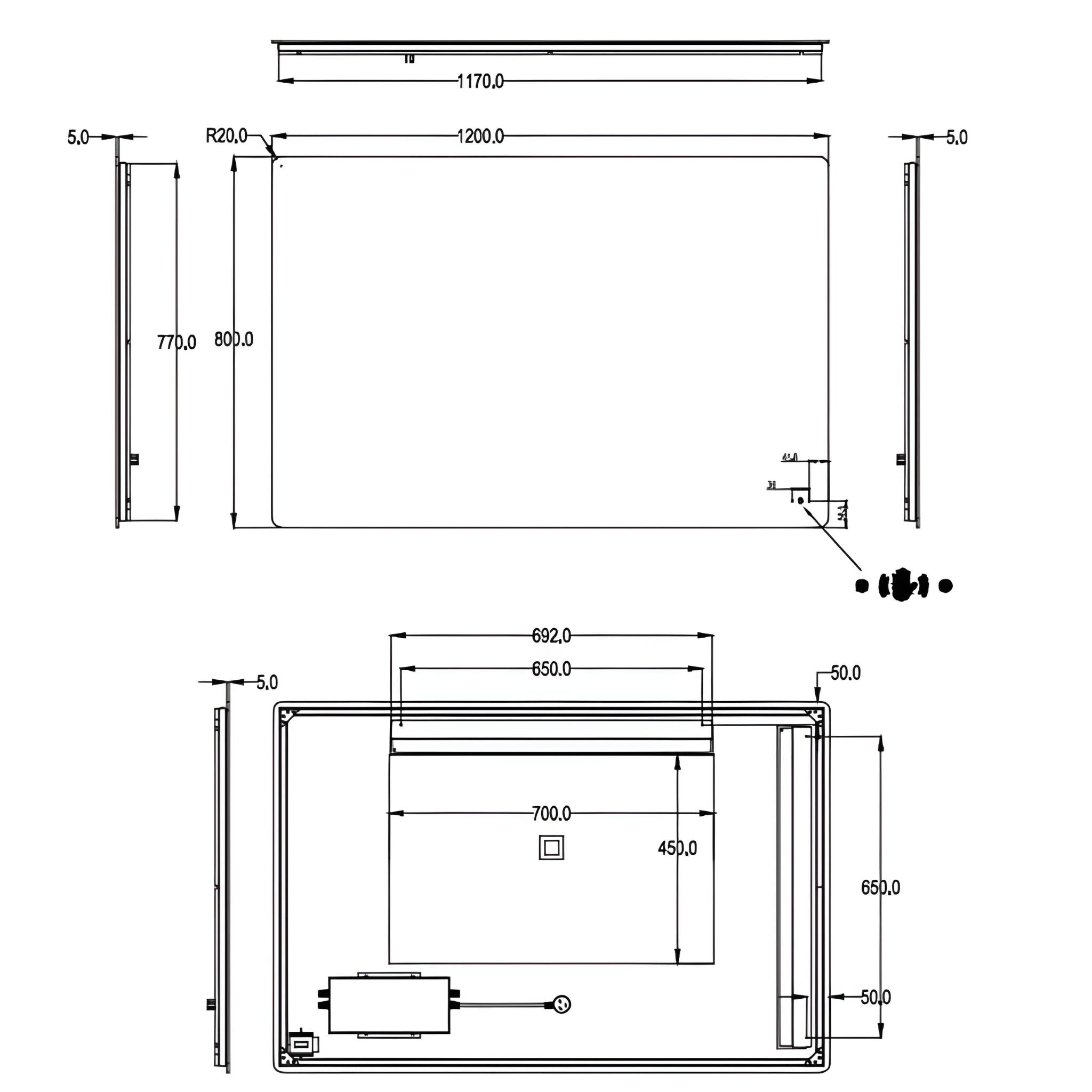 POSEIDON JASPER RECTANGULAR BACKLIT LED MIRROR 3 COLOUR LIGHTS 1200X800MM