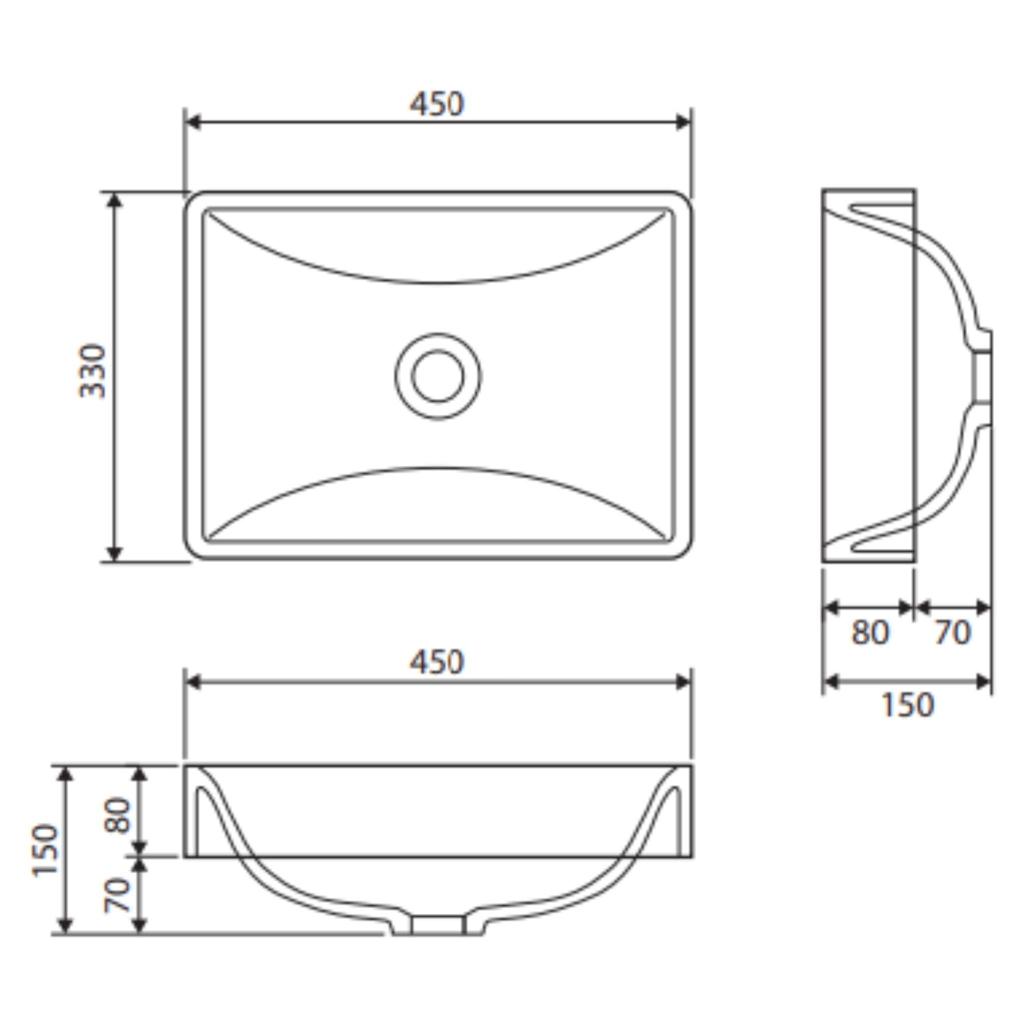FIENZA KADOS SOLID SURFACE SEMI-INSET BASIN MATTE WHITE 450MM