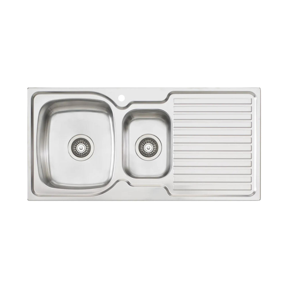OLIVERI ENDEAVOUR 1 & 1/2 BOWL TOPMOUNT ALFRESCO AND KITCHEN SINK WITH DRAINER STAINLESS STEEL 980MM