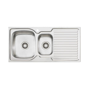 OLIVERI ENDEAVOUR 1 & 1/2 BOWL TOPMOUNT ALFRESCO AND KITCHEN SINK WITH DRAINER STAINLESS STEEL 980MM