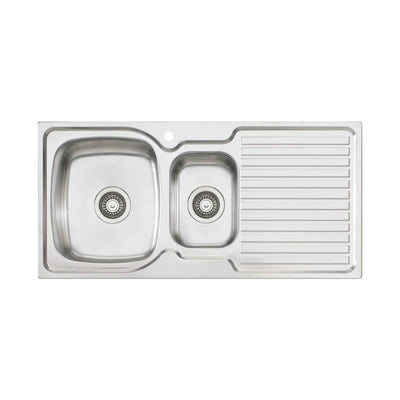 OLIVERI ENDEAVOUR 1 & 1/2 BOWL TOPMOUNT ALFRESCO AND KITCHEN SINK WITH DRAINER STAINLESS STEEL 980MM