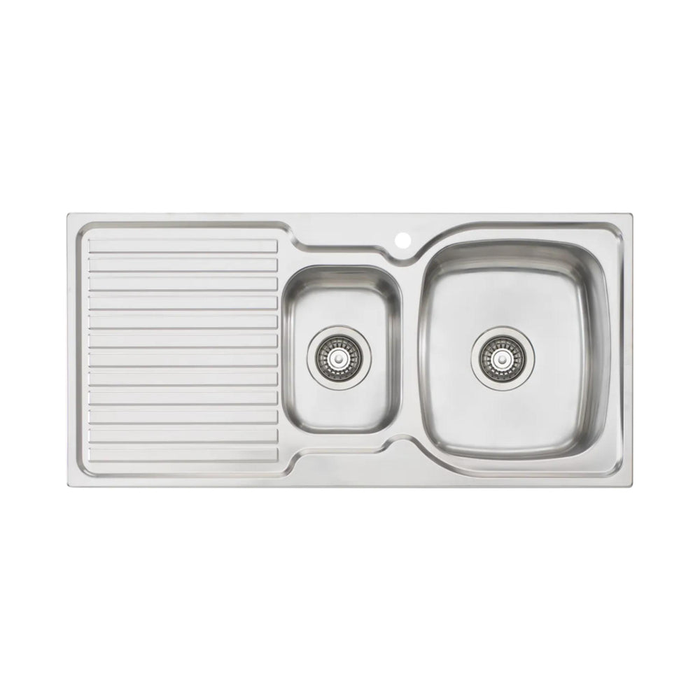 OLIVERI ENDEAVOUR 1 & 1/2 BOWL TOPMOUNT ALFRESCO AND KITCHEN SINK WITH DRAINER STAINLESS STEEL 980MM
