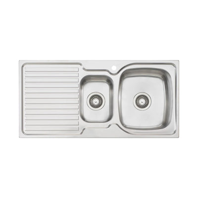 OLIVERI ENDEAVOUR 1 & 1/2 BOWL TOPMOUNT ALFRESCO AND KITCHEN SINK WITH DRAINER STAINLESS STEEL 980MM