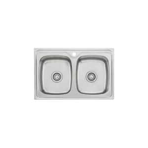 OLIVERI ENDEAVOUR DOUBLE BOWL UNIVERSAL KITCHEN SINK WITH TAPHOLE STAINLESS STEEL 775MM