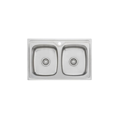 OLIVERI ENDEAVOUR DOUBLE BOWL UNIVERSAL KITCHEN SINK WITH TAPHOLE STAINLESS STEEL 775MM