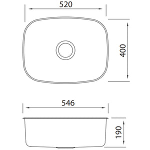 OLIVERI ENDEAVOUR SINGLE BOWL ALFRESCO, KITCHEN AND LAUNDRY SINK STAINLESS STEEL 546MM