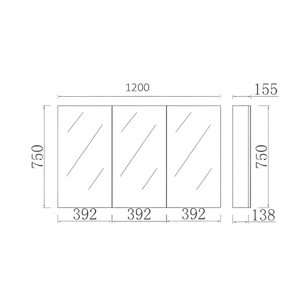 POSEIDON EVIE DARK BROWN MIRROR SHAVING CABINET 1200X750MM