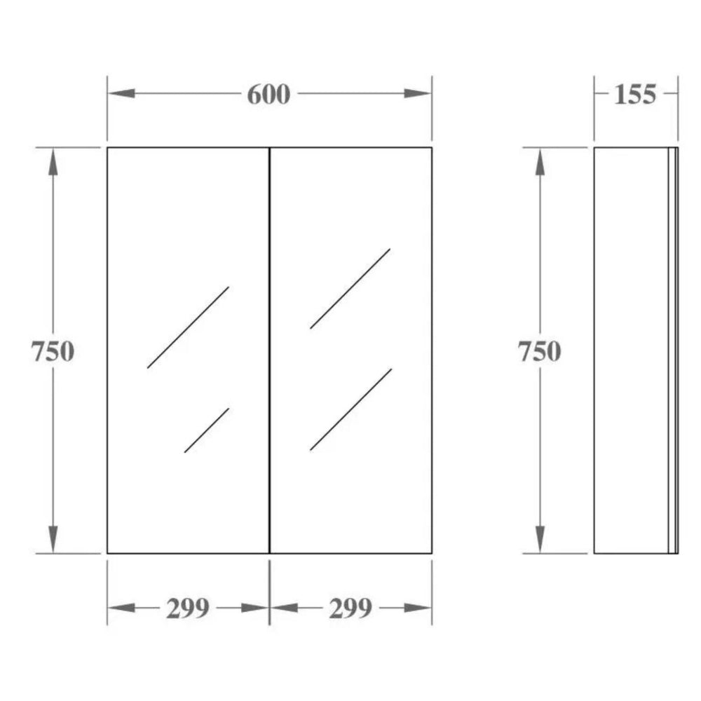 POSEIDON EVIE DARK BROWN MIRROR SHAVING CABINET 600X750MM