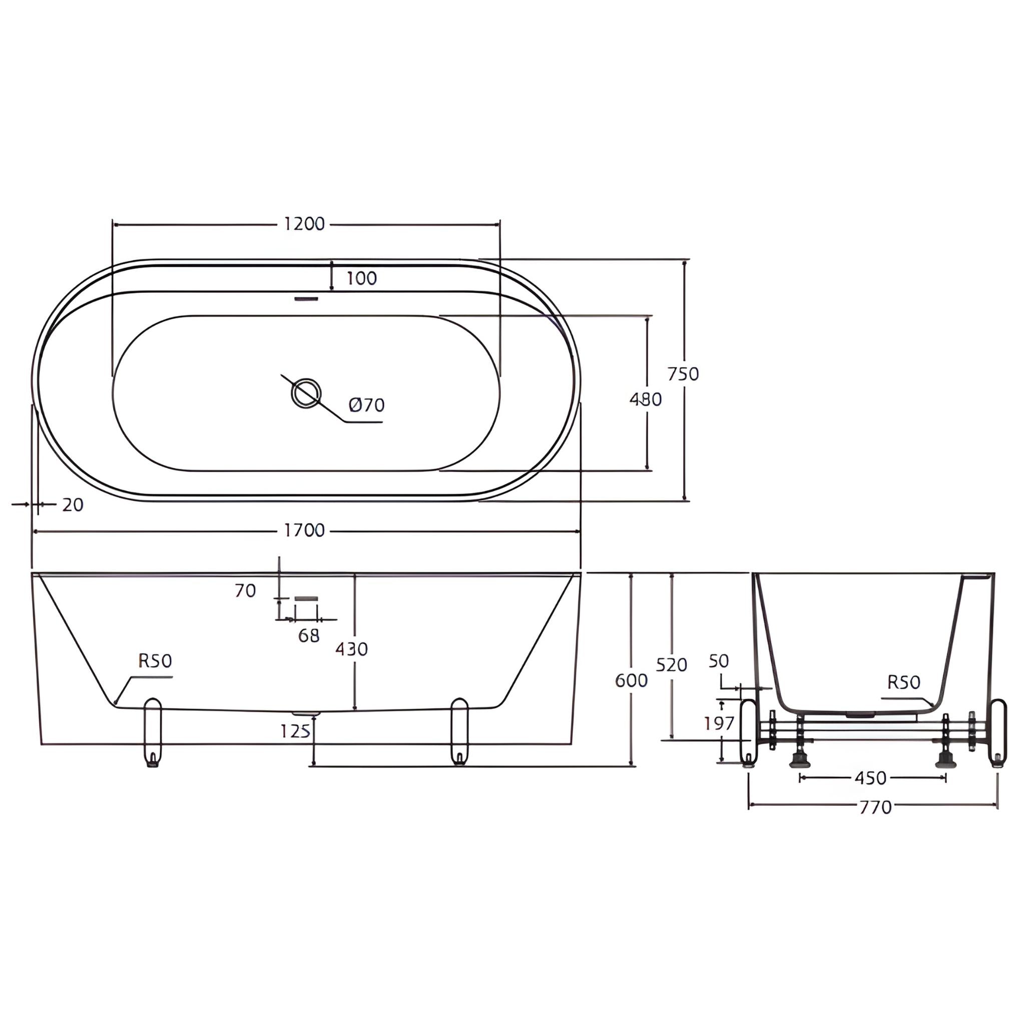FIENZA ALUCA FREESTANDING BATH MATTE OLIVE (AVAILABLE IN 1500MM AND 1700MM)