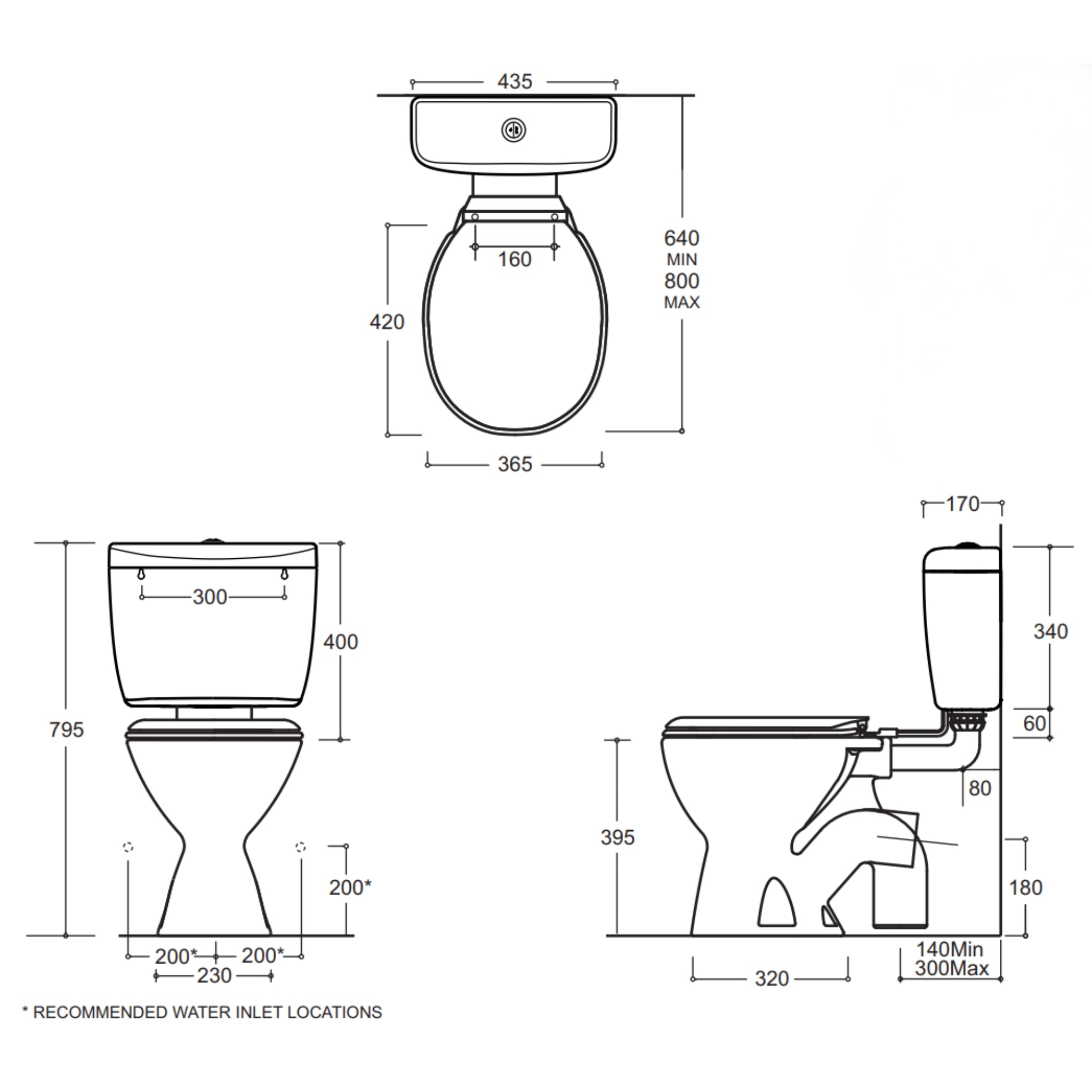 JOHNSON SUISSE WINDSOR CLOSE COUPLED PLASTIC LINK P TRAP TOILET SUITE WHITE