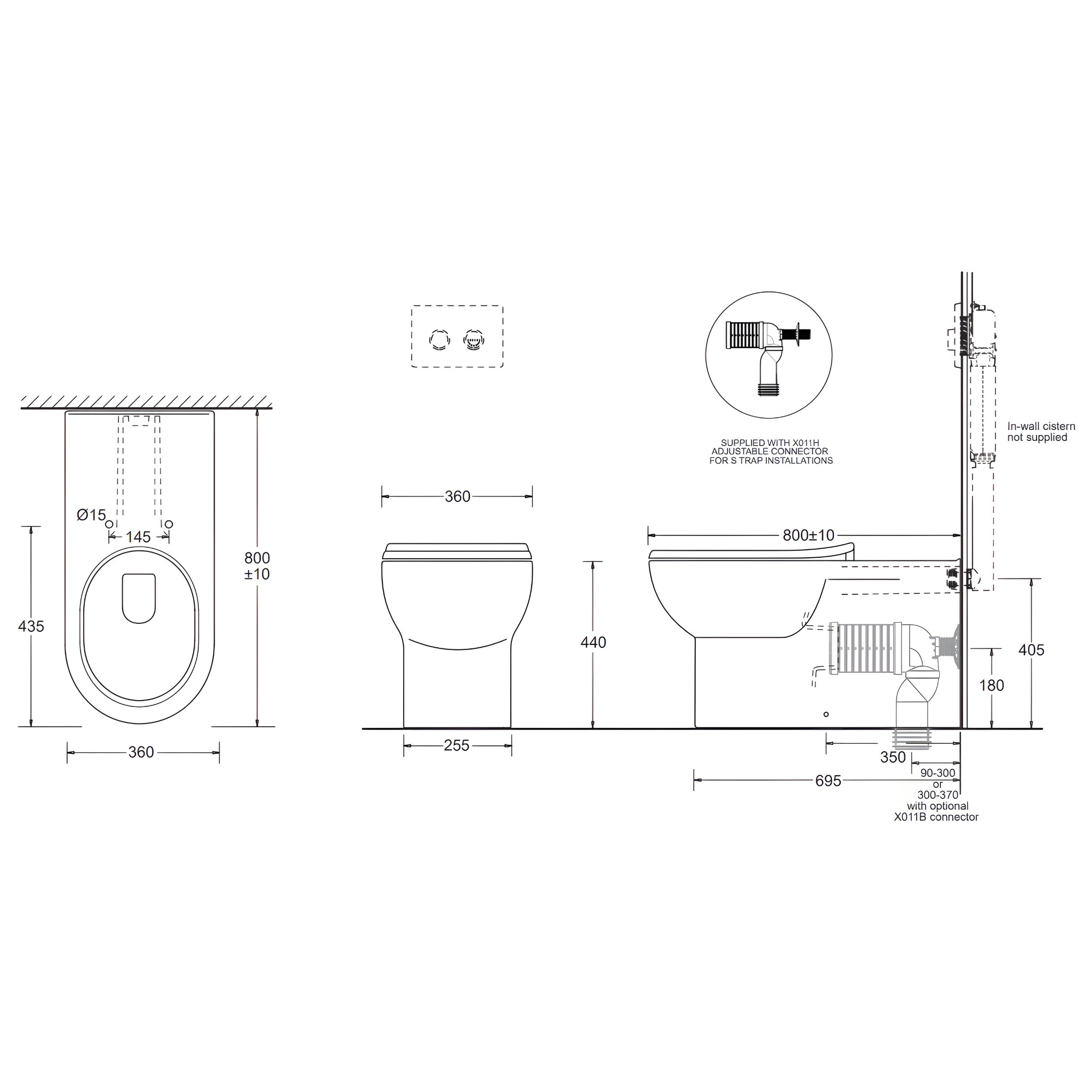 JOHNSON SUISSE LIFE ASSIST WALL FACED PAN TOILET SUITE WHITE