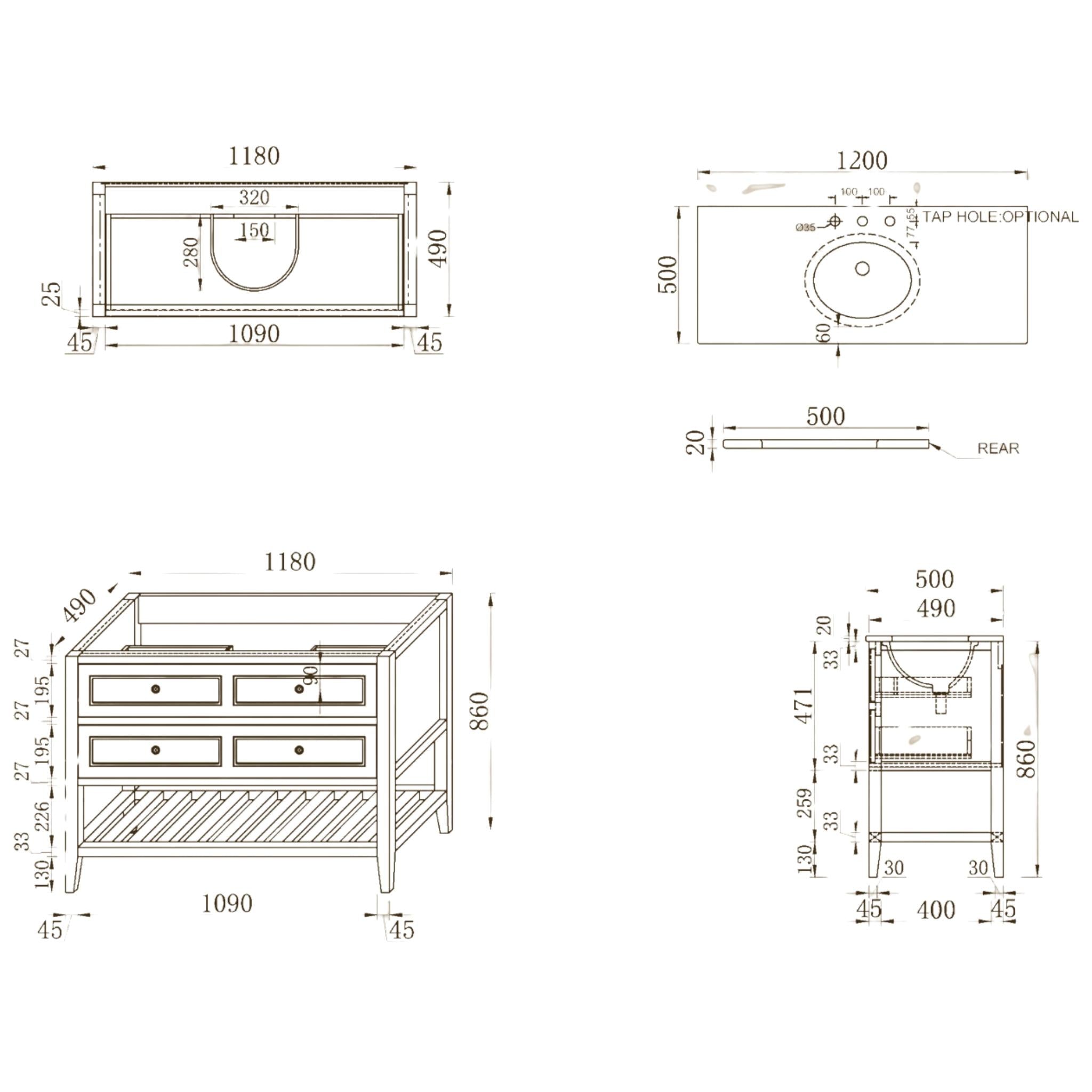 JOINERY BY BEARS AUDREY SAGEWOOD 1200MM SINGLE BOWL FLOOR STANDING VANITY PACKAGE