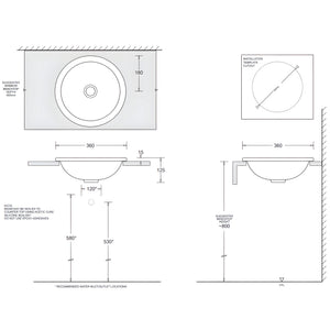 JOHNSON SUISSE EMILIA ROUND COMPACT VANITY TOP-MOUNT BASINS WHITE 360MM