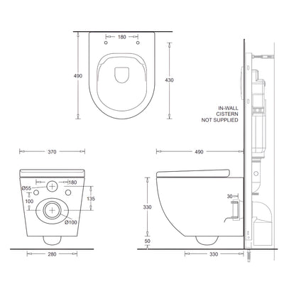 JOHNSON SUISSE GEMELLI WALL HUNG RIMLESS PAN TOILET WHITE