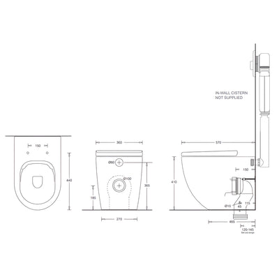 JOHNSON SUISSE GEMELLI WALL FACED RIMLESS PAN TOILET WHITE