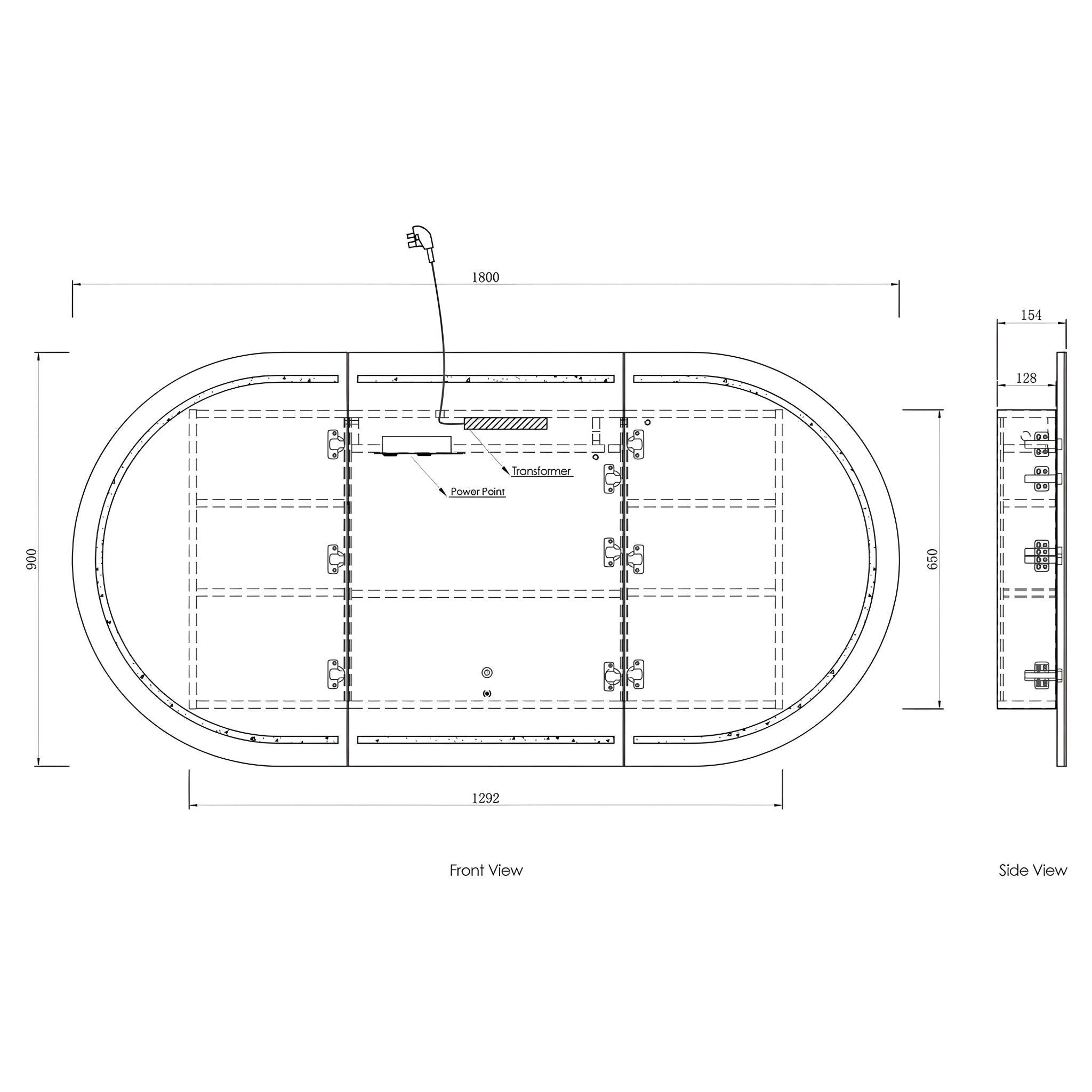 OTTI BONDI NATURAL OAK LED SHAVING CABINET WITH POWERPOINT 1800X900MM