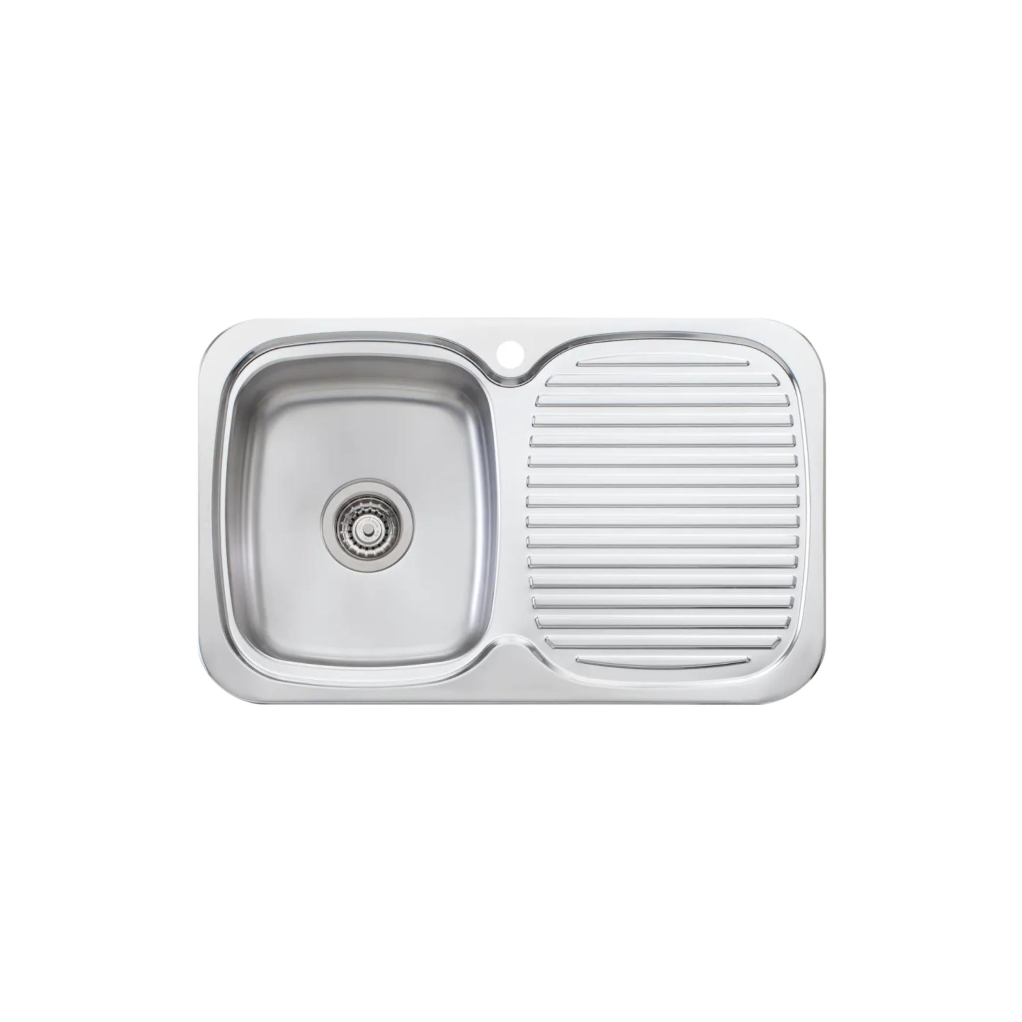 OLIVERI LAKELAND SINGLE BOWL TOPMOUNT ALFRESCO AND KITCHEN SINK WITH TAPHOLE & DRAINER STAINLESS STEEL 770MM