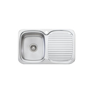 OLIVERI LAKELAND SINGLE BOWL TOPMOUNT ALFRESCO AND KITCHEN SINK WITH TAPHOLE & DRAINER STAINLESS STEEL 770MM