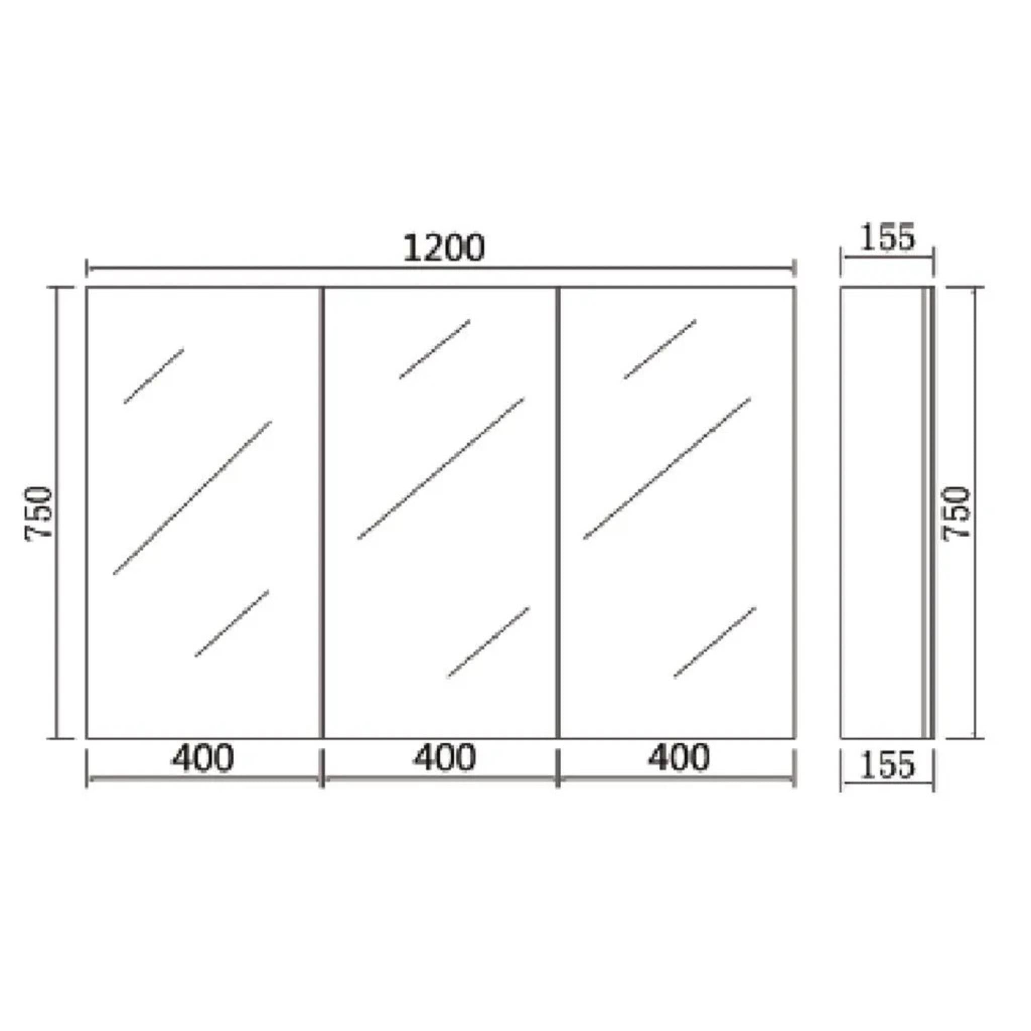 POSEIDON NOVA CONCRETE GREY MIRROR SHAVING CABINET 1198X750MM