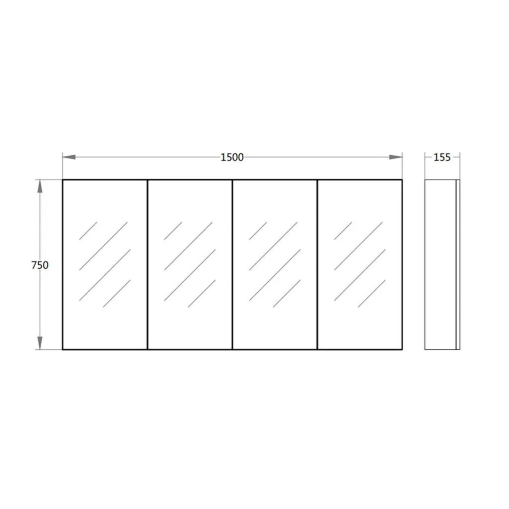 POSEIDON NOVA CONCRETE GREY MIRROR SHAVING CABINET 1480X750MM