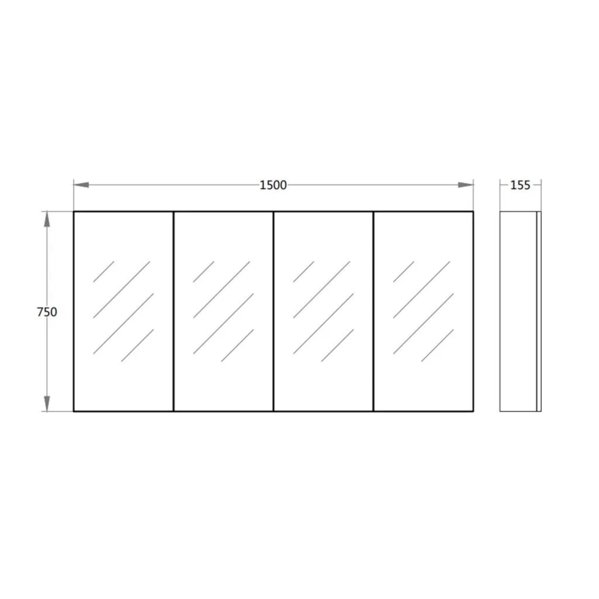 POSEIDON NOVA CONCRETE GREY MIRROR SHAVING CABINET 1480X750MM
