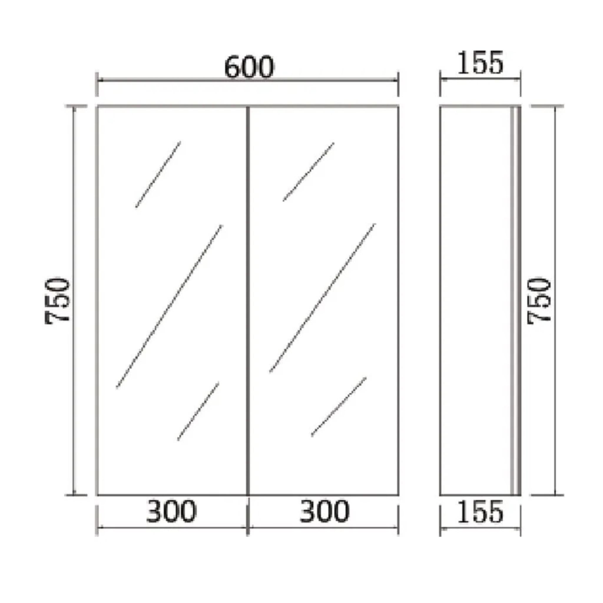 POSEIDON NOVA CONCRETE GREY MIRROR SHAVING CABINET 600X750MM