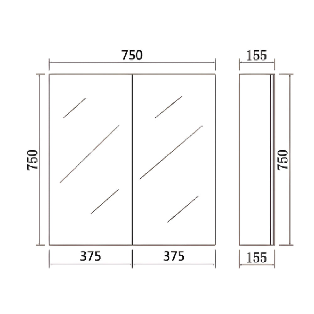 POSEIDON NOVA CONCRETE GREY MIRROR SHAVING CABINET 750X750MM