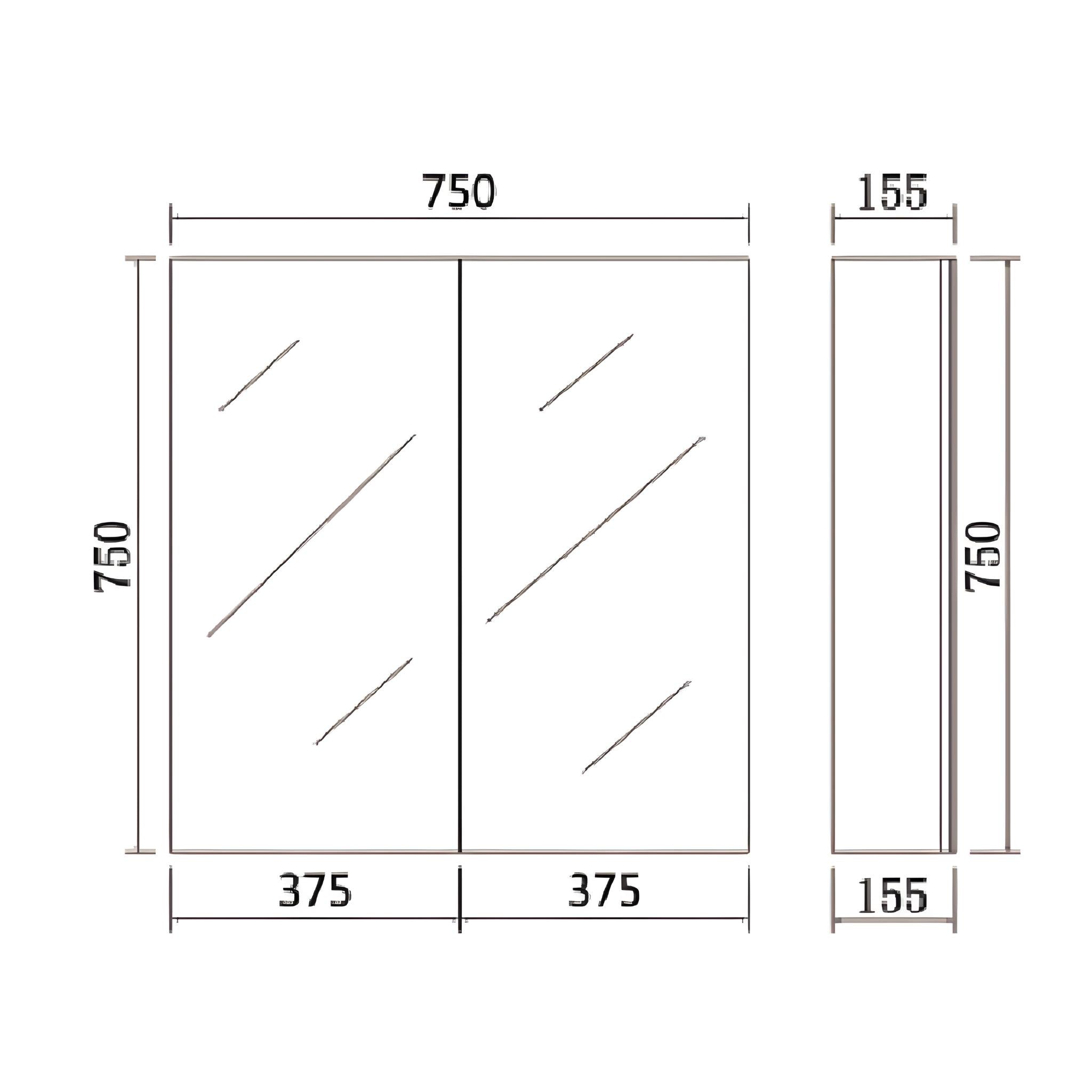 POSEIDON NOVA CONCRETE GREY MIRROR SHAVING CABINET 750X750MM