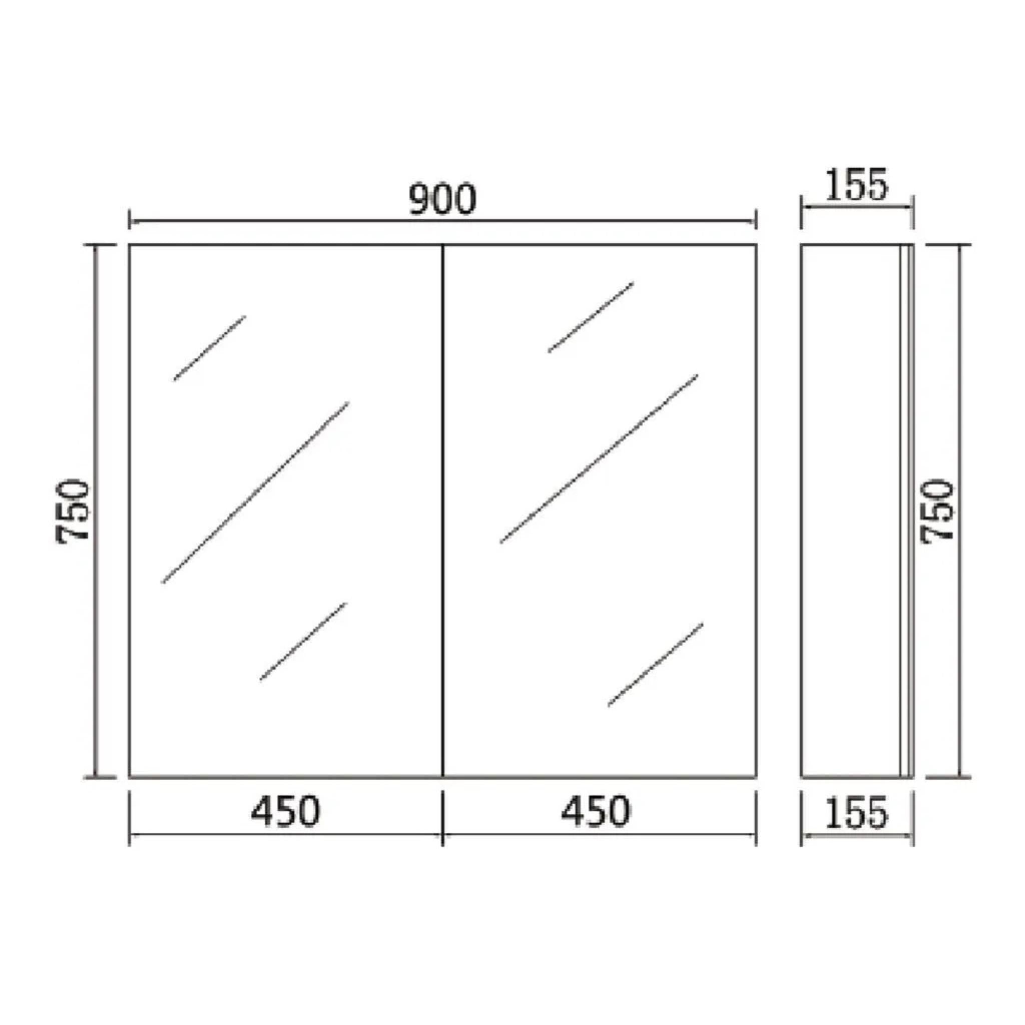 POSEIDON NOVA CONCRETE GREY MIRROR SHAVING CABINET 900X750MM