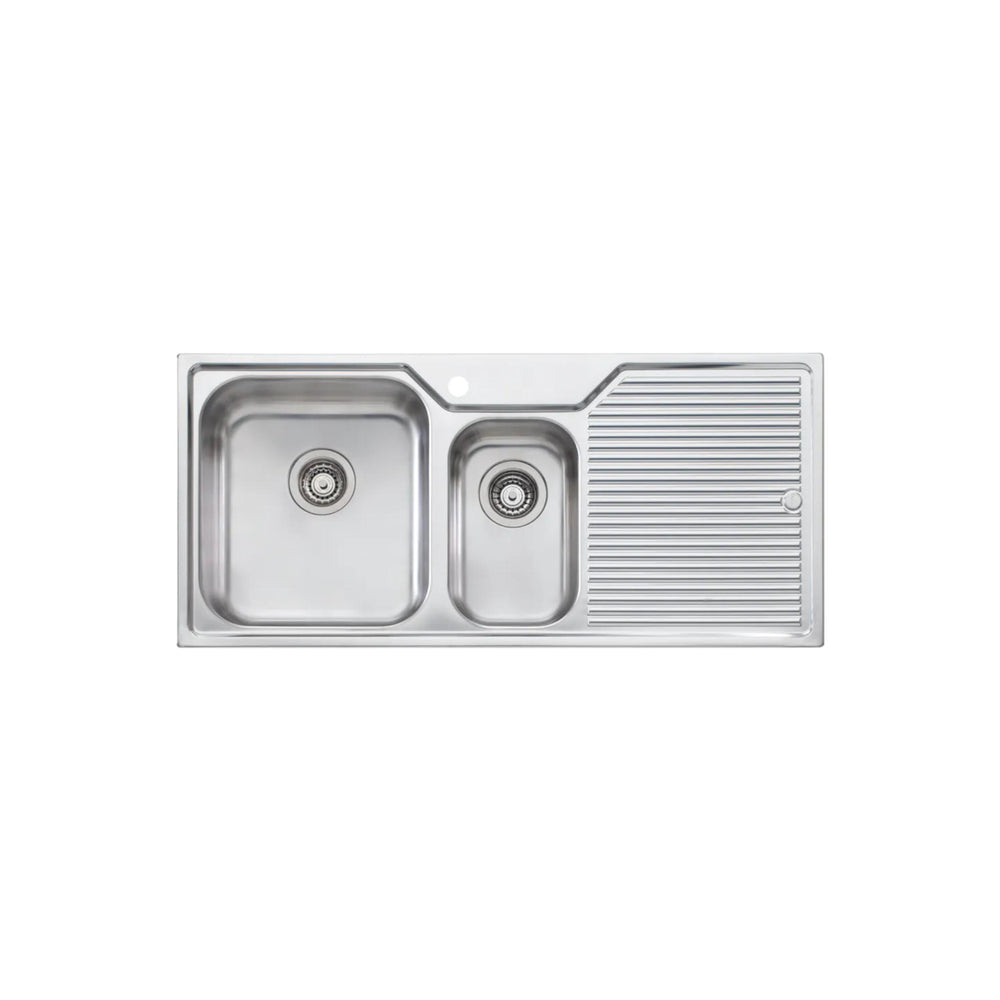 OLIVERI NU-PETITE 1 & 1/2 BOWL TOPMOUNT ALFRESCO AND KITCHEN SINK WITH DRAINER STAINLESS STEEL 1080MM