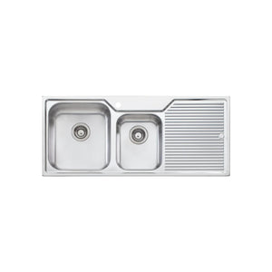 OLIVERI NU-PETITE 1 & 3/4 BOWL TOPMOUNT KITCHEN SINK WITH TAPHOLE & DRAINER STAINLESS STEEL 1150MM