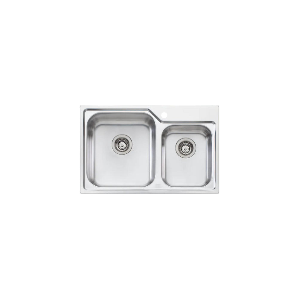 OLIVERI NU-PETITE 1 & 3/4 BOWL TOPMOUNT ALFRESCO AND KITCHEN SINK STAINLESS STEEL 775MM