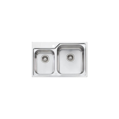 OLIVERI NU-PETITE 1 & 3/4 BOWL TOPMOUNT ALFRESCO AND KITCHEN SINK STAINLESS STEEL 775MM
