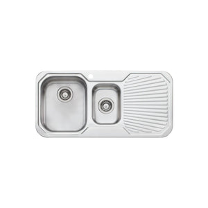 OLIVERI PETITE 1 & 1/2 BOWL TOPMOUNT ALFRESCO AND KITCHEN SINK WITH DRAINER STAINLESS STEEL 980MM
