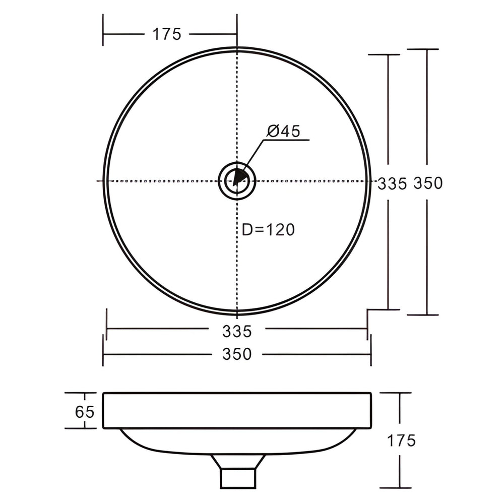 FIENZA ALUCA ROUND SEMI-INSET BASIN GLOSS WHITE 350MM