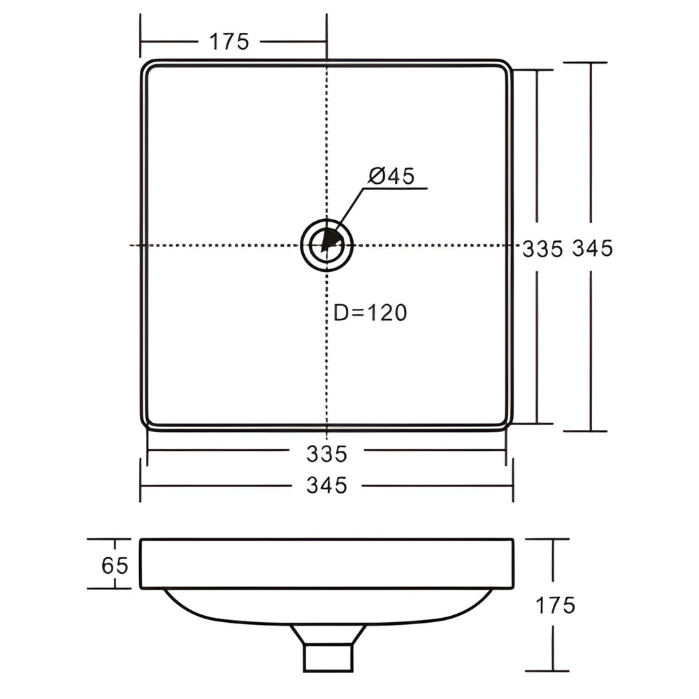 FIENZA ALUCA SQUARE SEMI-INSET BASIN GLOSS WHITE 345MM
