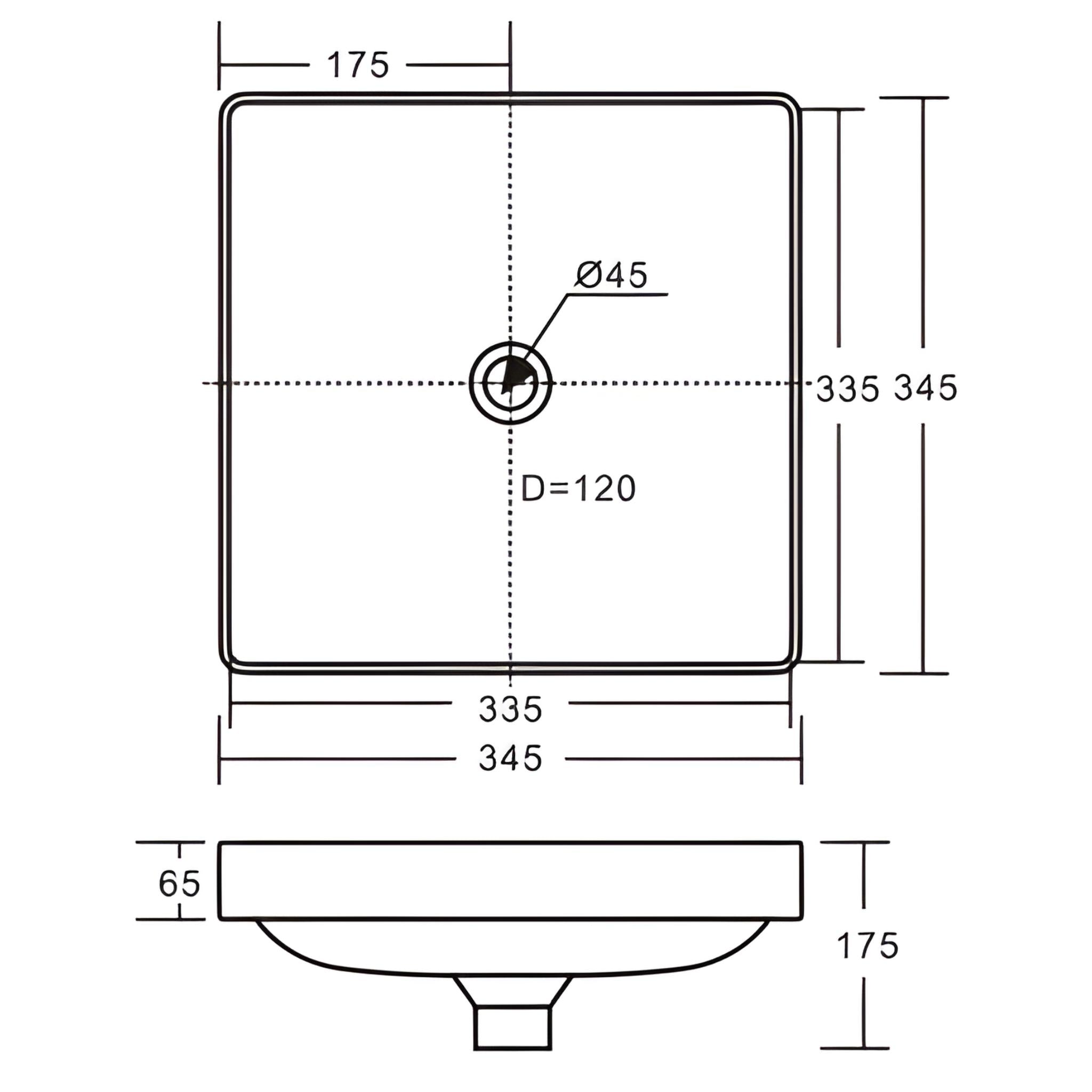 FIENZA ALUCA SQUARE SEMI-INSET BASIN GLOSS WHITE 345MM