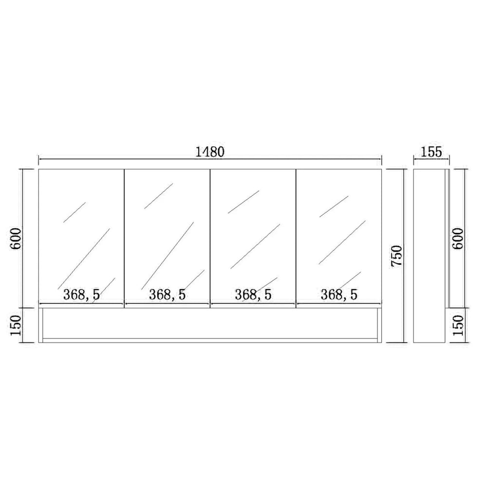 CETO REVIVE MATTE WHITE MIRROR SHAVING CABINET 1480X750MM