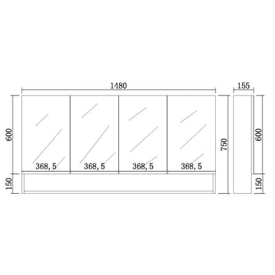 CETO REVIVE MATTE WHITE MIRROR SHAVING CABINET 1480X750MM