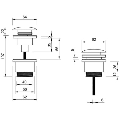 DUROCLASS 4 IN 1 POP-UP WASTE MUSHROOM HEAD CHROME 32/40MM