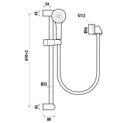 LINKWARE OXYGENIC SHOWER ON RAIL 100MM CHROME