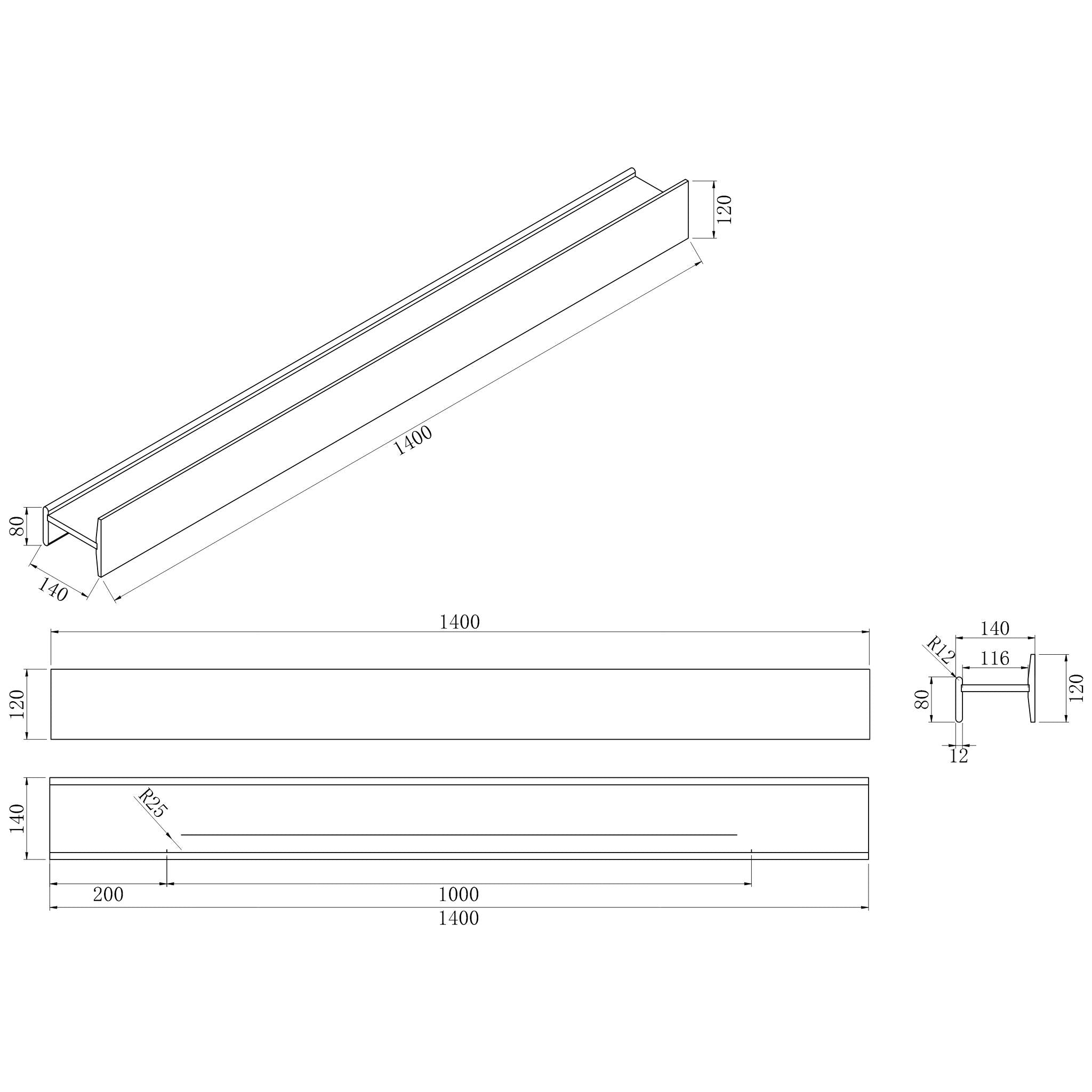 BELBAGNO H COLLECTION SHELF MATTE WHITE (AVAILABLE IN MULTIPLE SIZE)